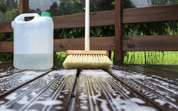 Cleaning composite decking