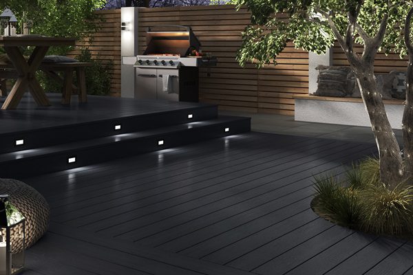 composite decking with lighting for entertaining