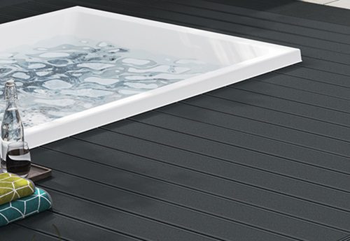 Essentials dark grey budget decking with hot tub