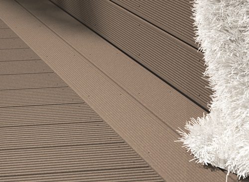 Signature HD light brown heavy duty composite decking close up