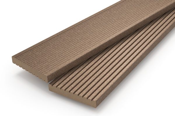 Signature AT light brown ribbed composite deck board