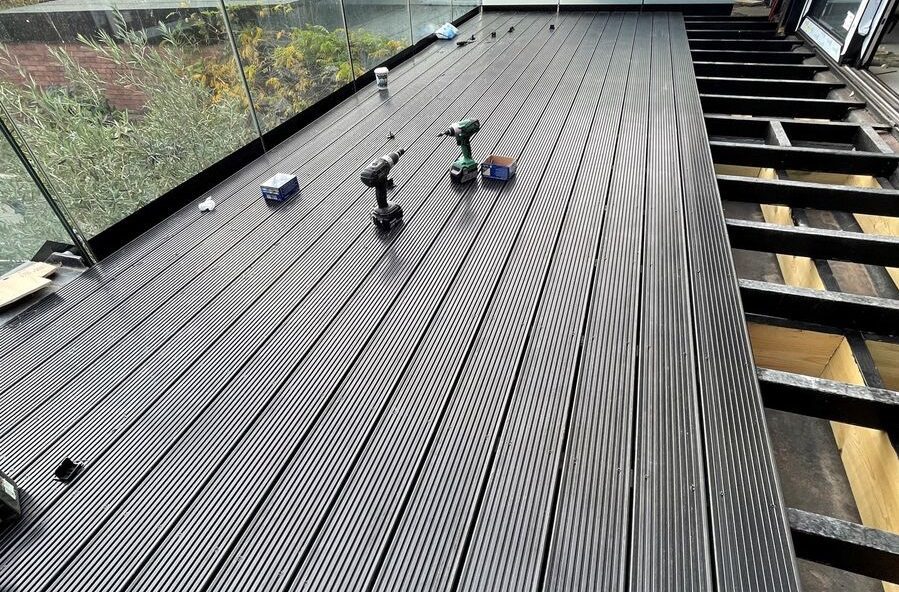 Composite decking being laid for office renovation