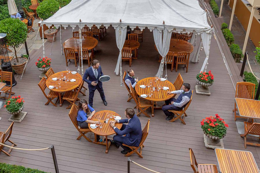 Decking in a restaurant setting
