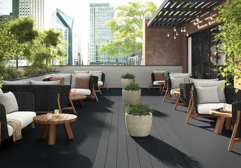 Rooftop space with slate grey composite decking