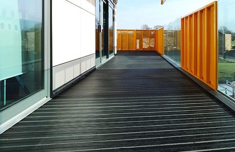 Anti-slip decking inserts at healthcare facility