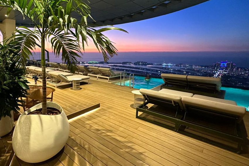 Poolside decking at a Dubai hotel