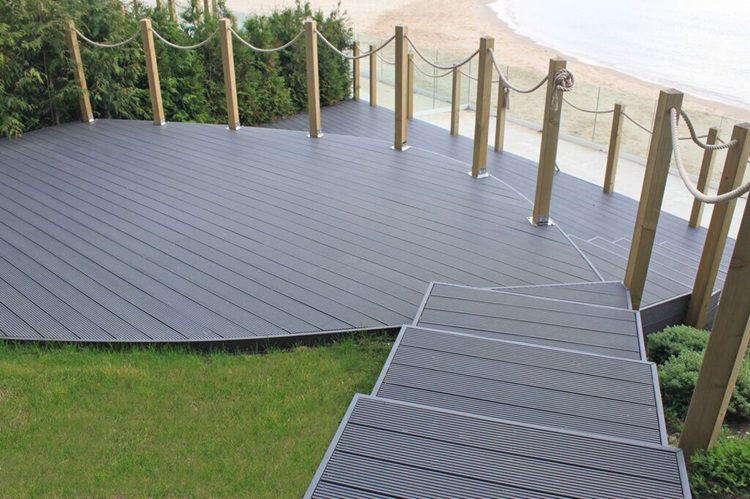 Curved composite decking by the sea
