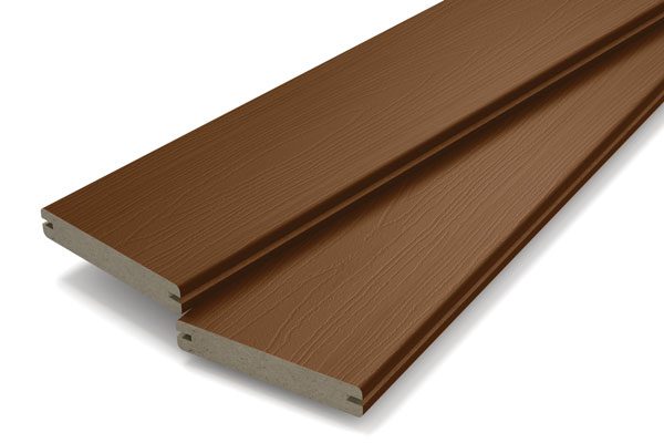 Evolution composite deck board in Cinnamon Brown