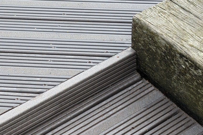 Close up of composite decking at Hornsea boardwalk