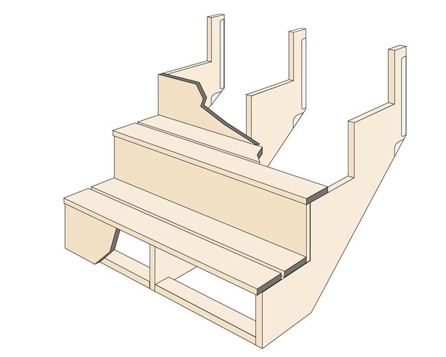 Stringer frame for composite decking steps