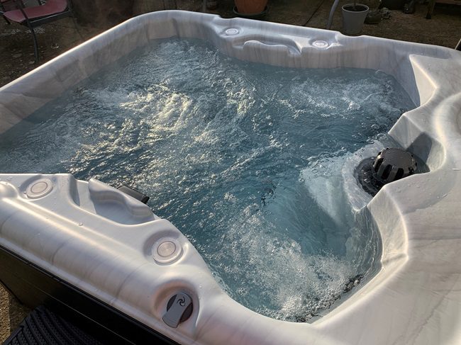 Hot tub installed on composite decking