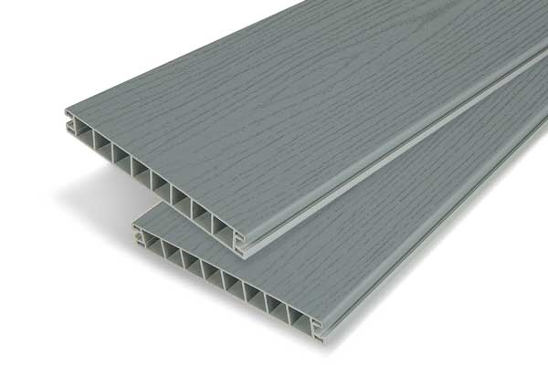 Extra wide PVC deck board in Stone Grey