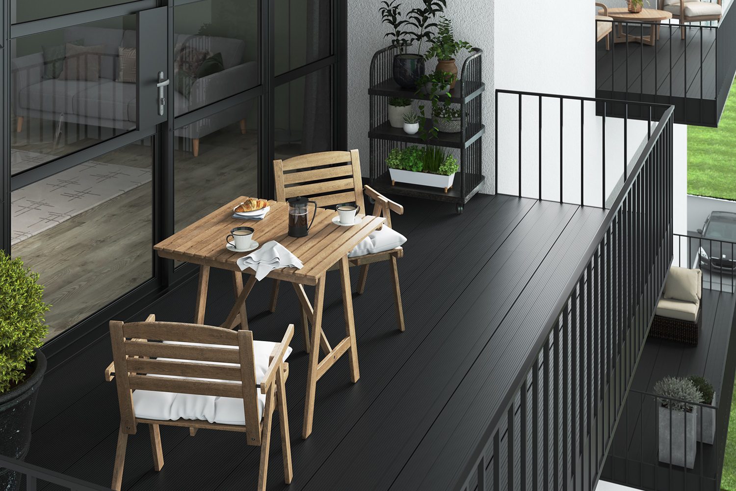 Aluminium decking on balcony