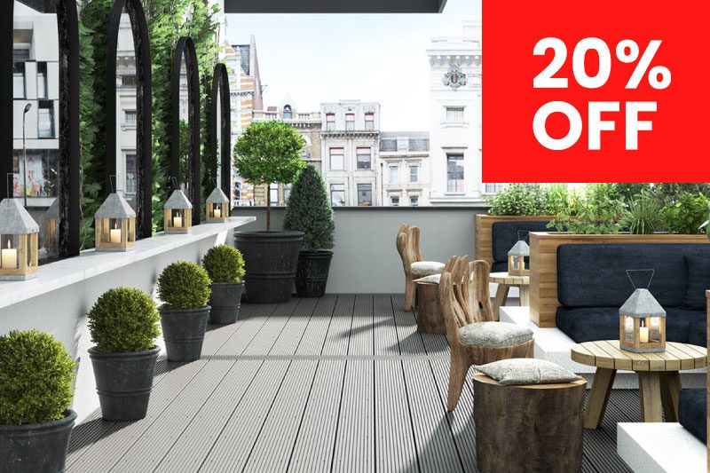 Ribbed composite decking with 20% off