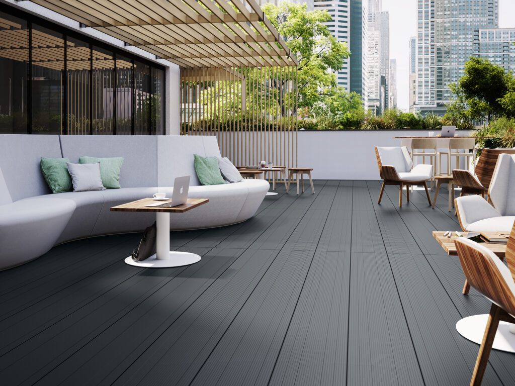 Office terrace made from aluminium decking